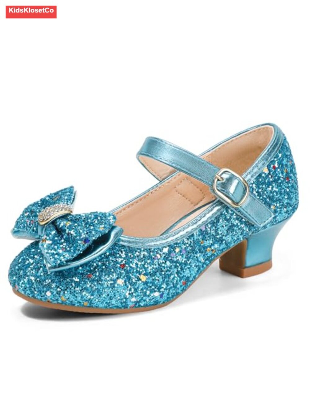 Girls Mary Jane Heels Low Heel Sequin Dress Shoes